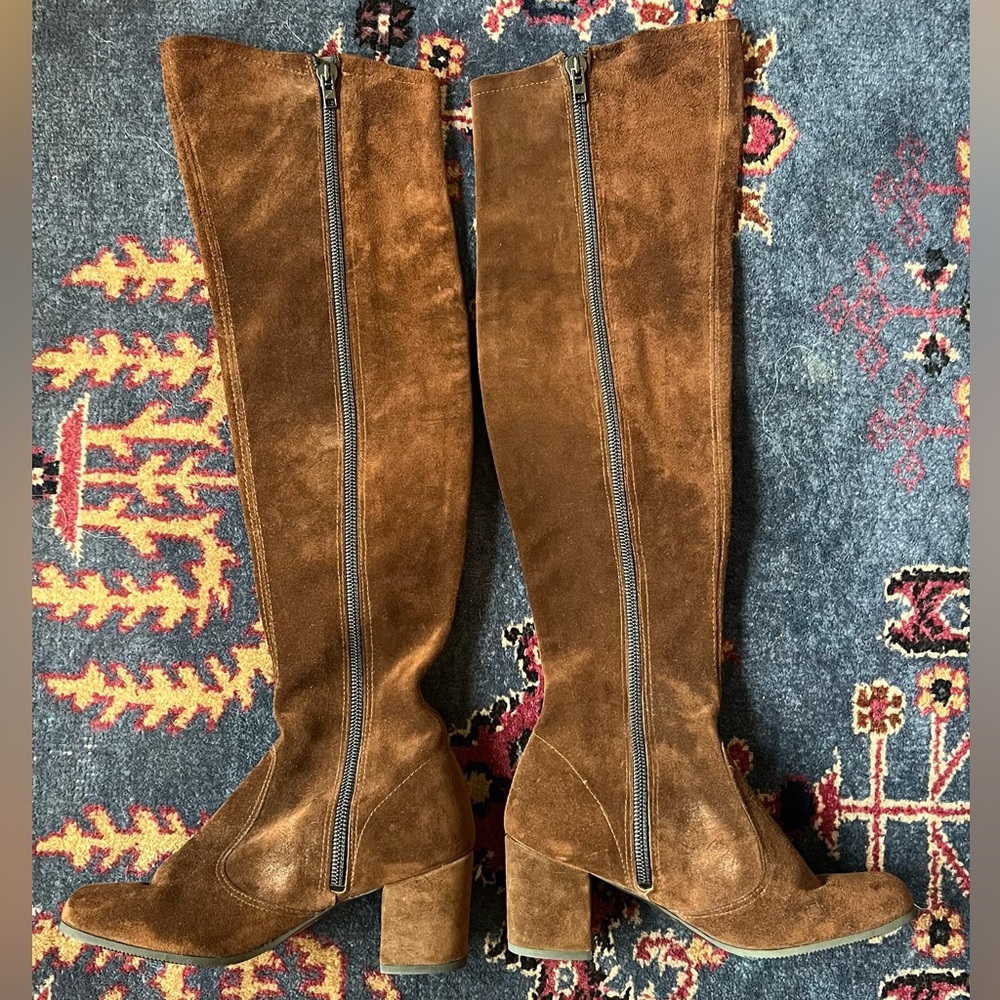 EXTREMELY RARE | Vintage 1970’s Fox & Fluevog Brown Suede Knee High Boots - Picture 2 of 8